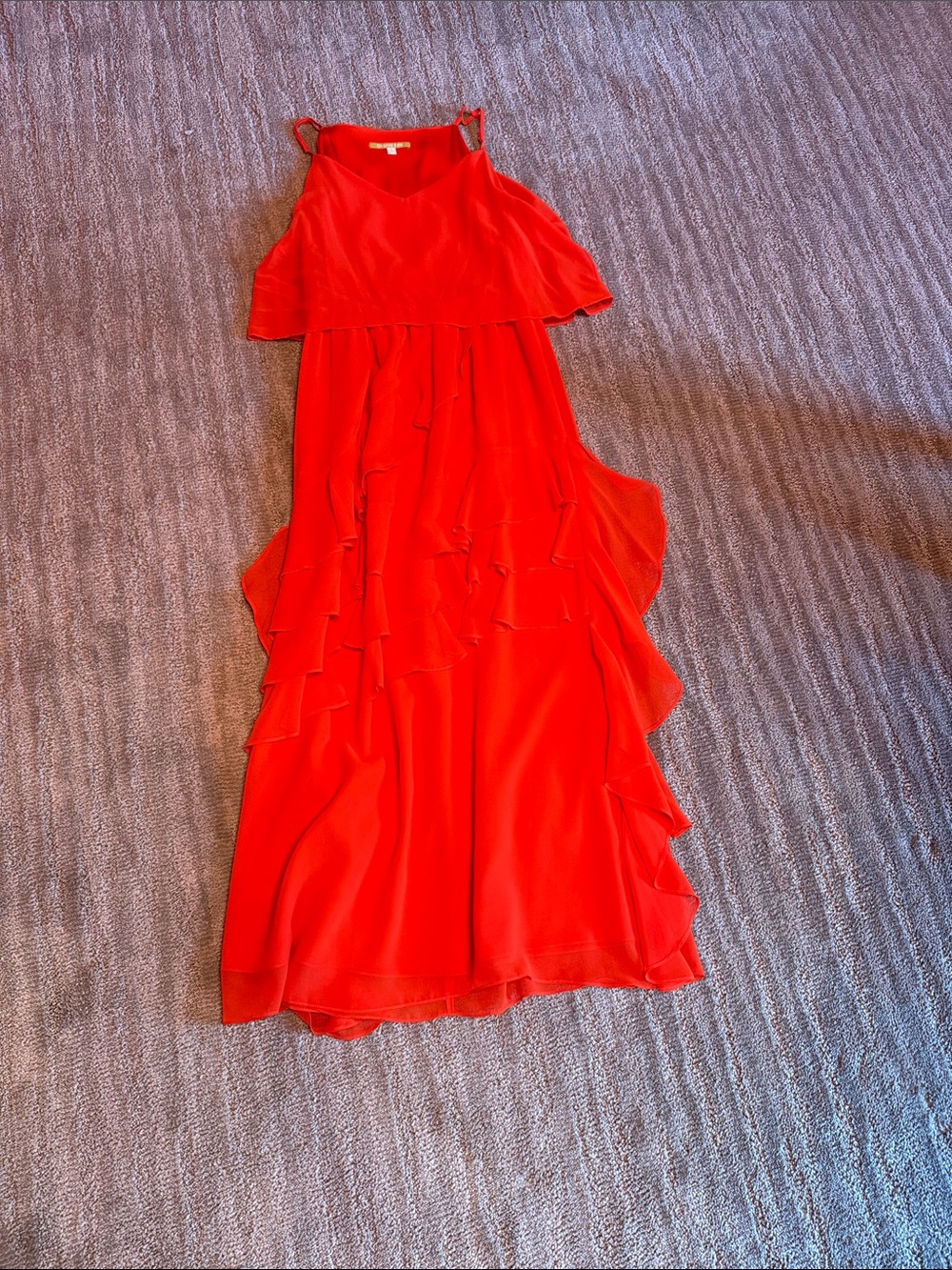 Orange Ruffle Tiered Formal Dress size small